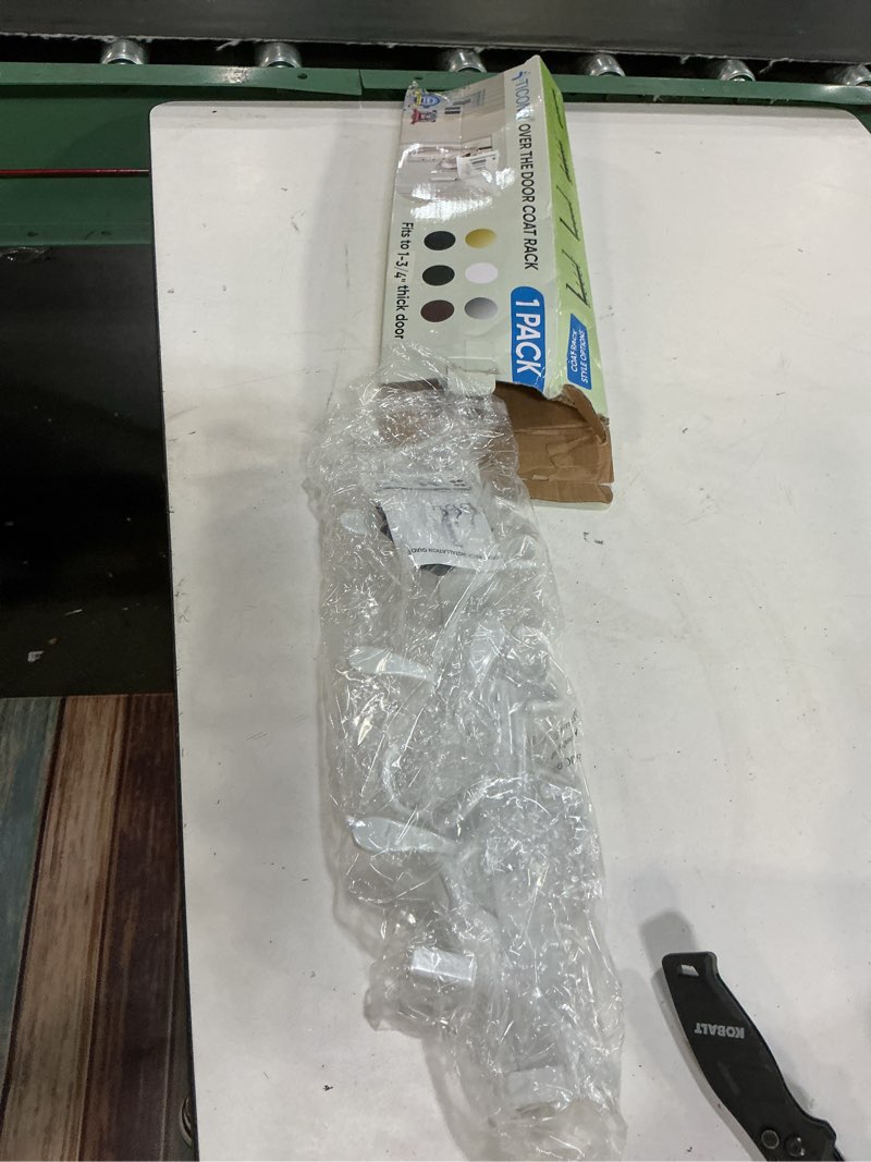 Condition photo showing New/Like New for over the door coat rack, white