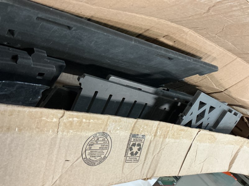 Condition photo showing As Is for Toilet Paper Holder Stand: Bathroom Stand with Toilet Paper Holder Insert Slim Storage Cabinet for Small Space,White 30''H(pro rod) Black/Bamboo