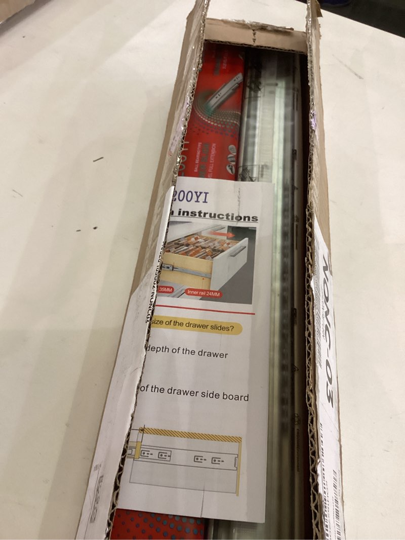 Condition photo showing Good Condition for 18 inch Drawer Slides 4 Pairs (8pcs) 3 fold Full Extension Side Mount Cabinet Drawer Glides 18" Silver Cabinet Rails for Dresser, Cabinet, Kitchen,Trash Can, Wardrobe 100 LB Capacity