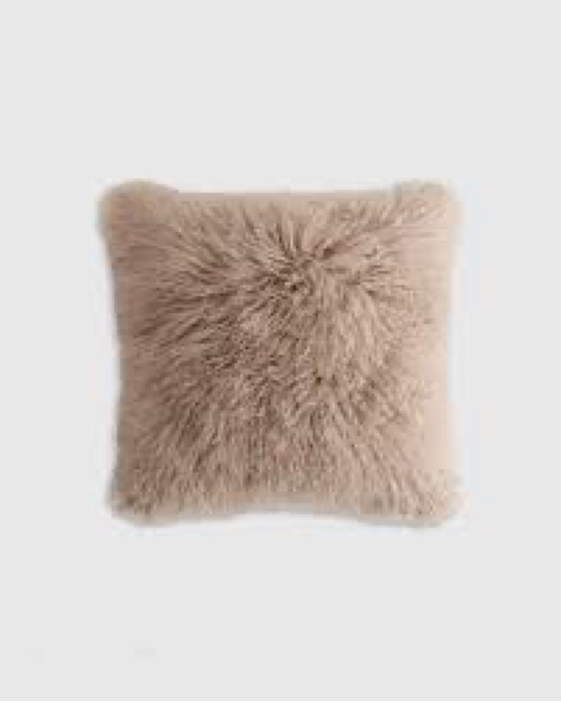 luxe mongolian lamb pillow cover khaki 20x20