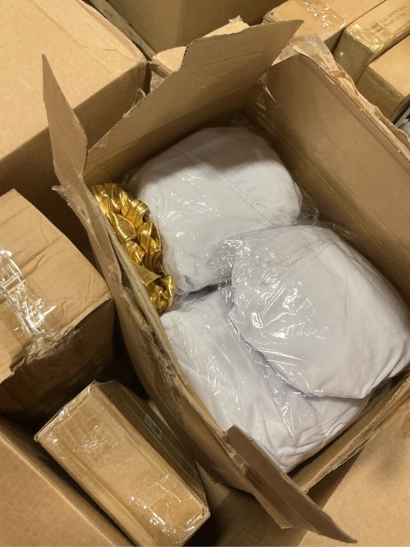 Condition photo showing New/Like New for Preboun 50 Pack White Folding Chair Cover Set with 25 Spandex Chair Slipcovers 25 Sequin Chair Sashes Bow Washable Chair Protector Chair Cover for Party Wedding Banquet Event(White, Gold)