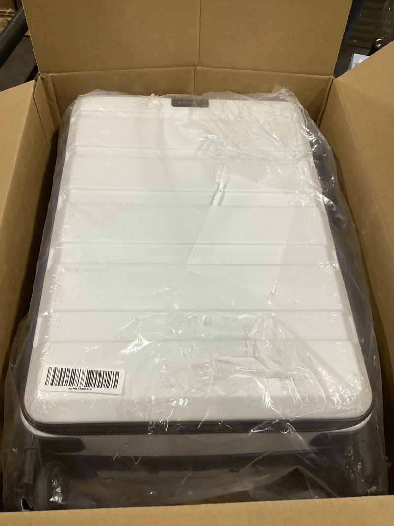 Condition photo showing Good Condition for KROSER Carry On Luggage with Spinner Wheels & Built-in TSA Lock, Expandable Top Loading Hard Shell Suitcase Large Capacity Durable Rolling Luggage with USB Port, Carry-On 20-Inch, White