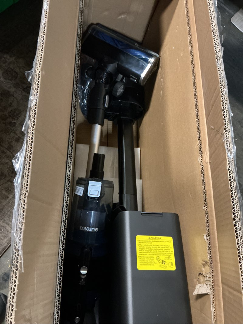 Condition photo showing As Is for Eureka Stylus Elite NEC490BL Cordless Stick Vacuum, 350W Powerful Suction, Self-Emptying Station, 60-Min Runtime, Anti-Tangle Brushroll, 5-Layer HEPA Filtration, Ideal for Pet Hair&All Floor Types Blue W/Clean Station NEC490BL