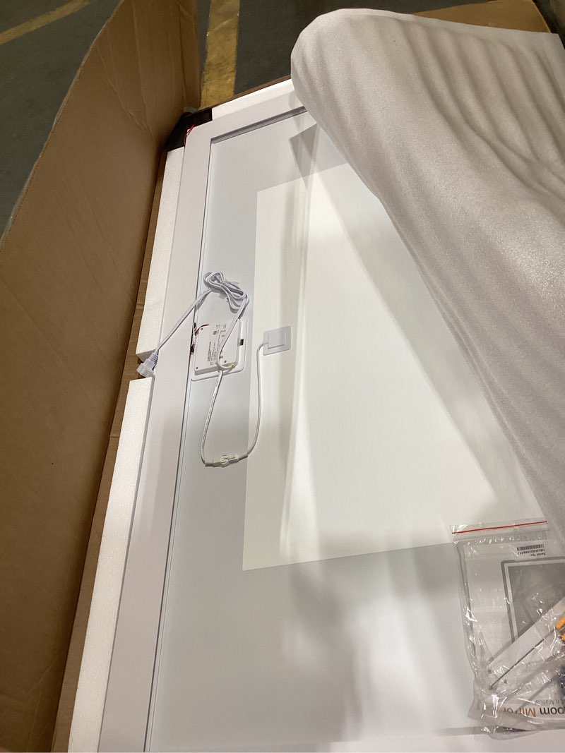 Condition photo showing Good Condition for led bathroom mirror with lights, 30"x55" lighted vanity mirror for wall | anti-fog, dimmable 3 color light, backlit+frontlit, shatterproof tempered glass, memory function 3 light modes 55"l x 30"w