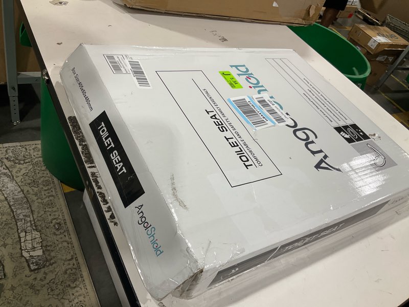 Condition photo showing As Is for Black Round Toilet Seat Natural Wood Toilet Seat with Zinc Alloy Hinges, Easy to Install also Easy to Clean, Scratch Resistant Toilet Seat by Angol Shiold (Round, Black) Round Black