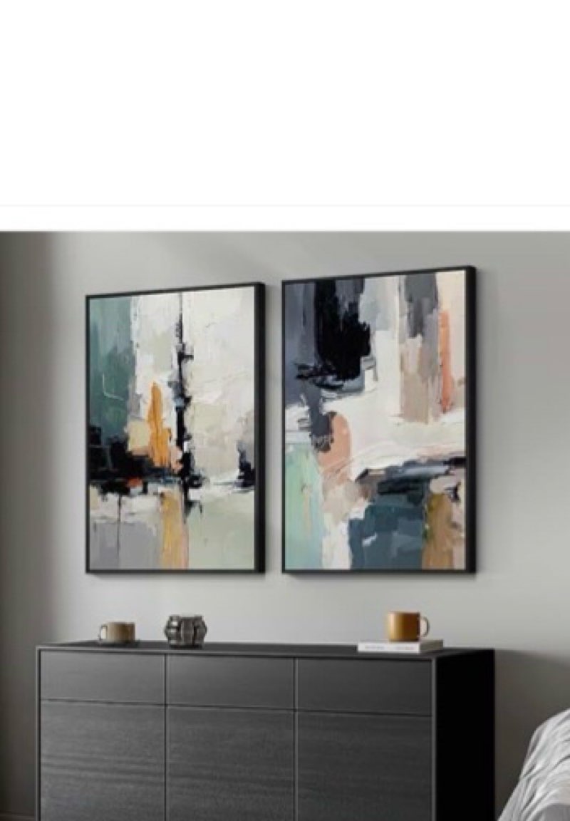 Large Framed Colorful Abstract Wall Art, Set of 2 Modern Canvas Prints Paintings Artwork for Walls, 