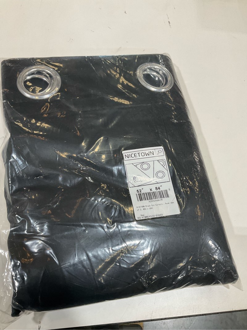 Condition photo showing Good Condition for nicetown black out curtains for bedroom 84 inches long - light reducing thermal insulated solid grommet curtains/panels/drapes for living room (set of 2, w52 x l84) black 52"w x 84"l (pack of 2)