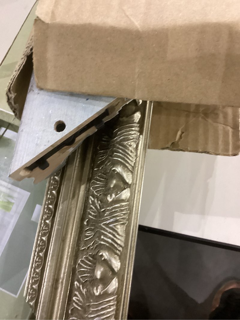 Condition photo showing As Is for Vintage Black Gold Ornate Frame for 16x20 Oil Paintings, 3.2” Extra Wide DIY Wood Canvas Frame For Baroque Victorian Paintings Art Prints Class Artwork Designer Show, No Glass Cover & Back 16x20" Black Gold