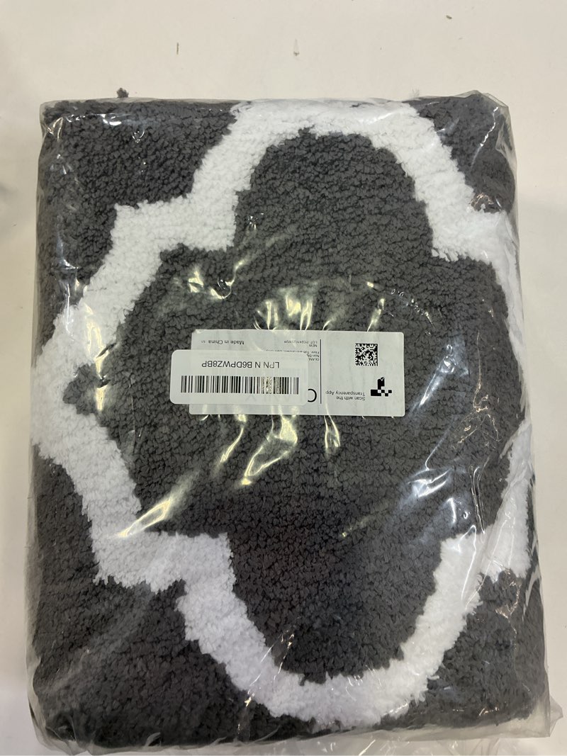 Condition photo showing New/Like New for OLANLY Bathroom Rugs 47x24, Soft and Absorbent Microfiber Bath Rugs, Non-Slip Shaggy Shower Carpet, Machine Wash Dry, Bath Mats for Bathroom Floor, Tub and Shower, Dark Grey 47" x 24" Dark Grey