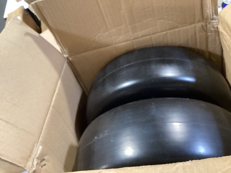 Condition photo showing Good Condition for ar-pro 13x5.00-6 flat free tire and wheel, relacement 13x5-6 solid smooth tread tire with rim for garden tractor riding lawn mowers, 3.25"-5.5" centered hub and 3/4" bearings extra 5/8" (2-pack)