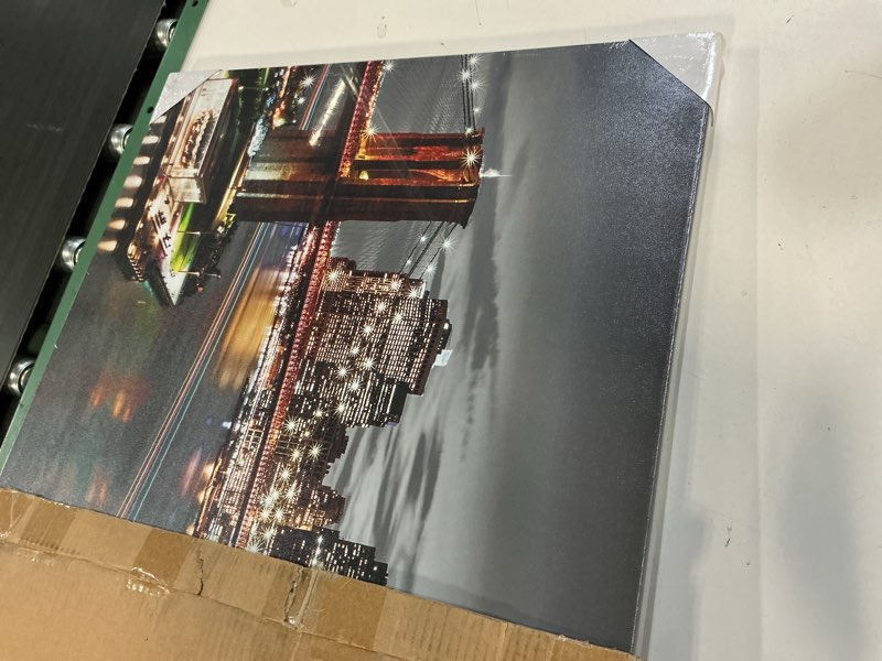 Condition photo showing New/Like New for Conipit New York City Canvas Wall Art Black and White Brooklyn Bridge Print NYC Skyline Pictures Cityscape Artwork for Living Room Bedroom Modern Home Decor Framed 24''x48'' (Brown)
