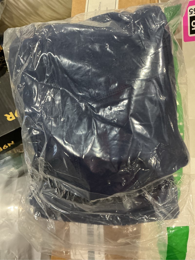 Condition photo showing New/Like New for dlooda capri leggings for women, high waisted tummy control yoga pants with pockets for athletic workout gym navy blue large