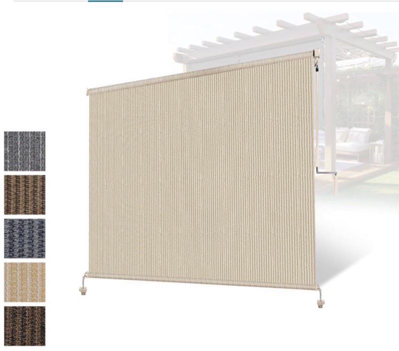 exterior outdoor roller shades blinds, cordless patio roll up shades for porch gazebo pergola backya