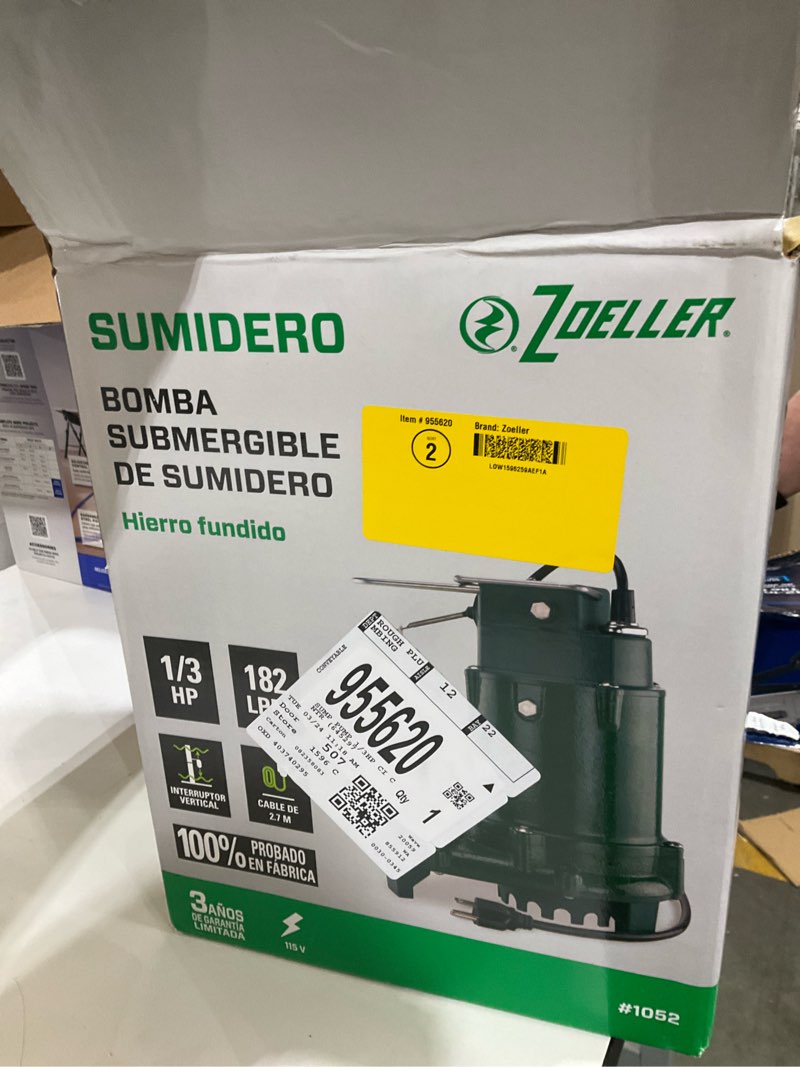 Condition photo showing As Is for zoeller 1/3-hp 115 -volt 48-gallon cast iron submersible sump pump