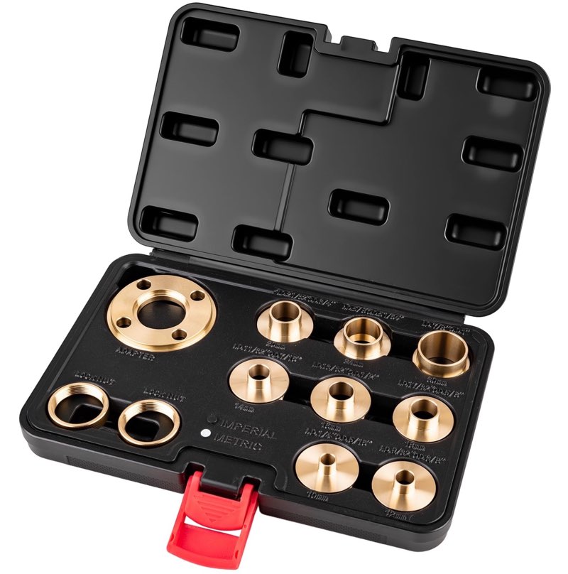 11pcs brass router bushing guide set, router template guide with lock nut adapter, compatible with porter cable style router sub-bases, for dovetailing, cut out work & woodworking router accessories