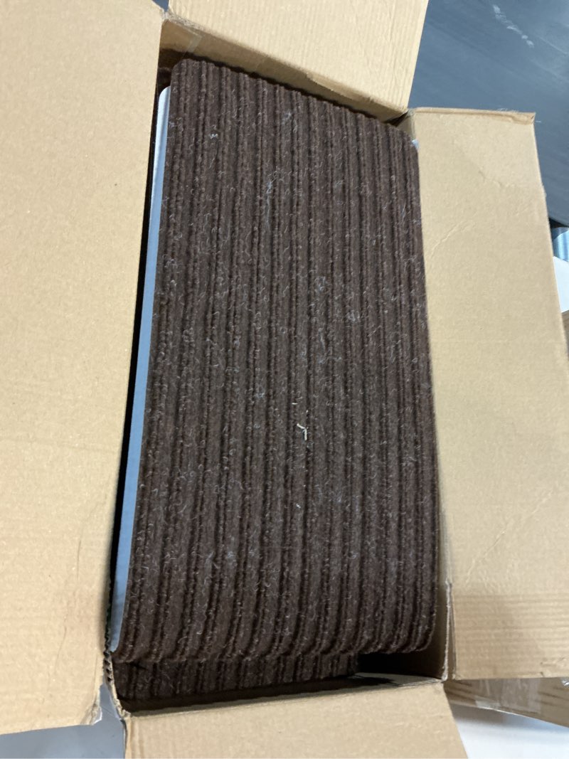 Condition photo showing Good Condition for Stair Treads Non-Slip 16 Pack 8"x30" - Carpet Stair Runner for Indoor Wooden Steps with TPE Backing & Anti-Skid Surface, Reusable Adhesive Safety Rug for Kids/Elder/Pet-Friendly - Brown 8" x 30" Brown 16