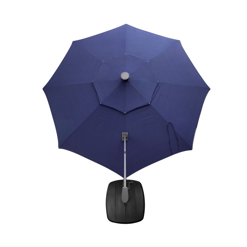 Condition photo showing Good Condition for allen + roth 11-ft aluminum navy slide-tilt cantilever patio umbrella with lights with base
