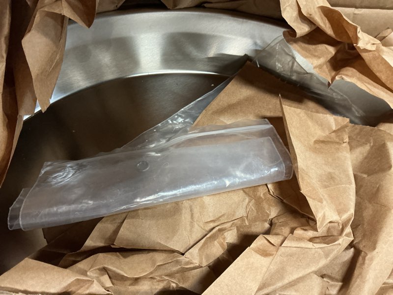 Condition photo showing Good Condition for stainless steel paella pan with handles, 18.5in round grill griddle for tiki solo stove cuisinart fire pit kamado charcoal grill weber kettle and more, oven and induction safe for indoor & outdoor use