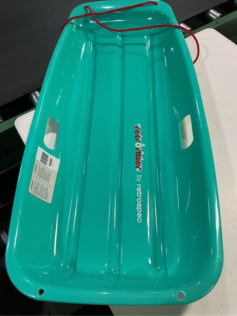 Condition photo showing Good Condition for Retrospec Retrorider Plastic Snow Sled – Toboggan Style with Pull Rope, Cold-Resistant Coating, and Hard Bottom for Smooth Downhill Rides – Available in 35" and 48" Sizes for Kids and Adults Single Wintertide 35"