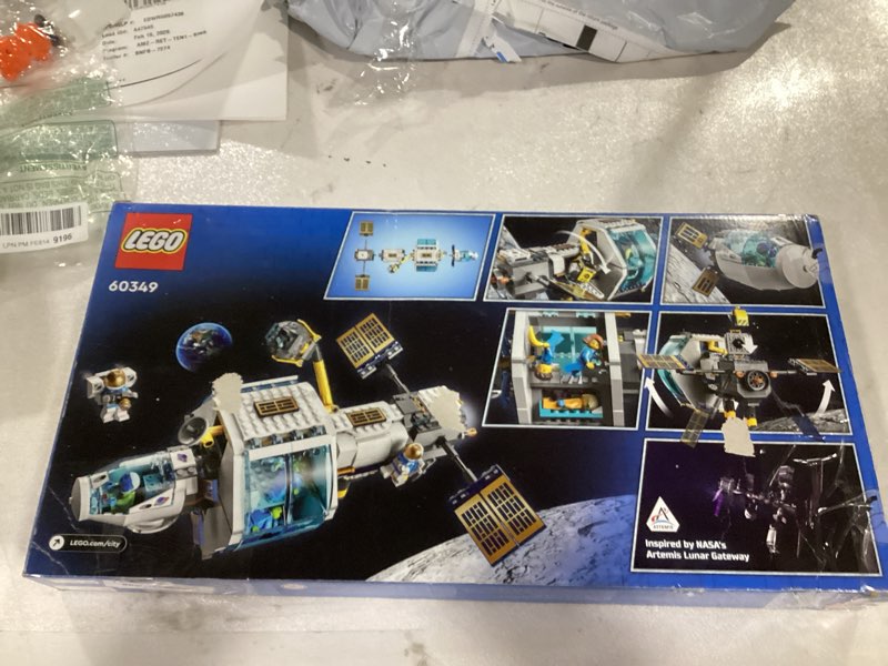 Condition photo showing As Is for LEGO City Lunar Space Station, 60349 NASA Inspired Building Toy, Model Set with Docking Capsule, Labs and 5 Astronaut Minifigures Frustration-Free (might be missing a couple small pieces)