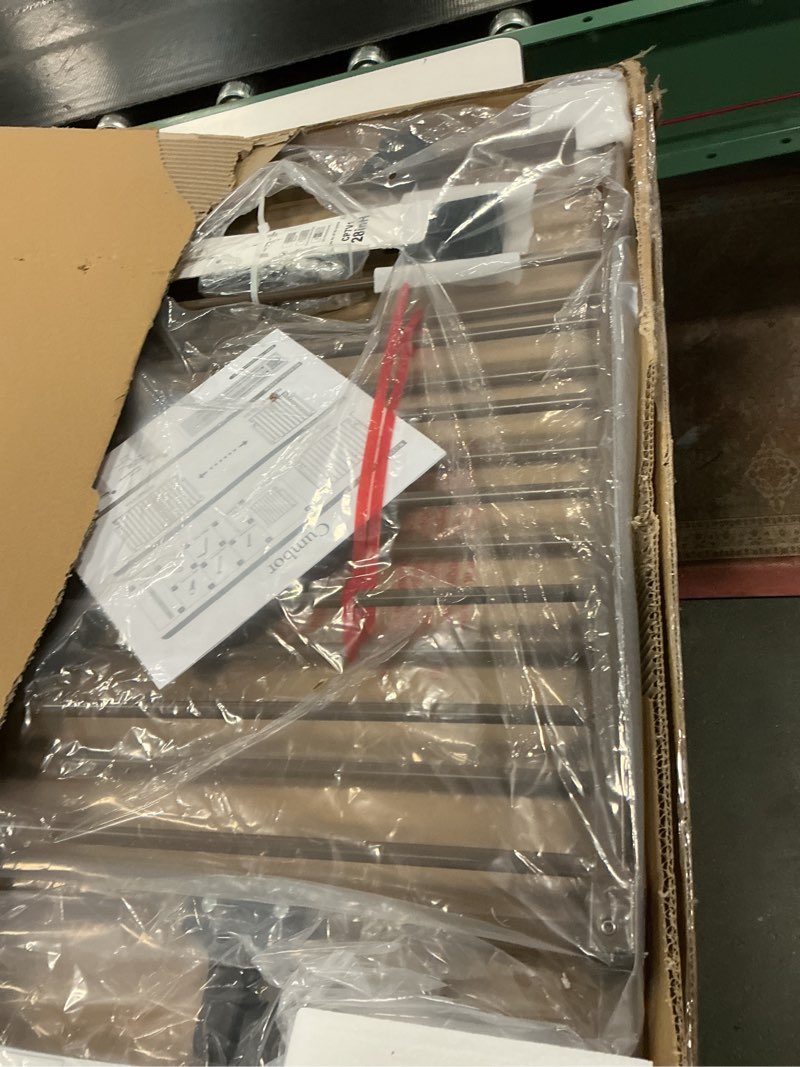 Condition photo showing New/Like New for Cumbor 29.2–43" Baby Gate for Stairs, Wall-Mounted (Drill Required), Expandable No Bottom Bar Dog Gate, Auto Close Extra Wide Walk Thru, Pet & Toddler Proof Gate, Top & Bottom of Stairways (Brown) Brown 29.2-43" W, Infants