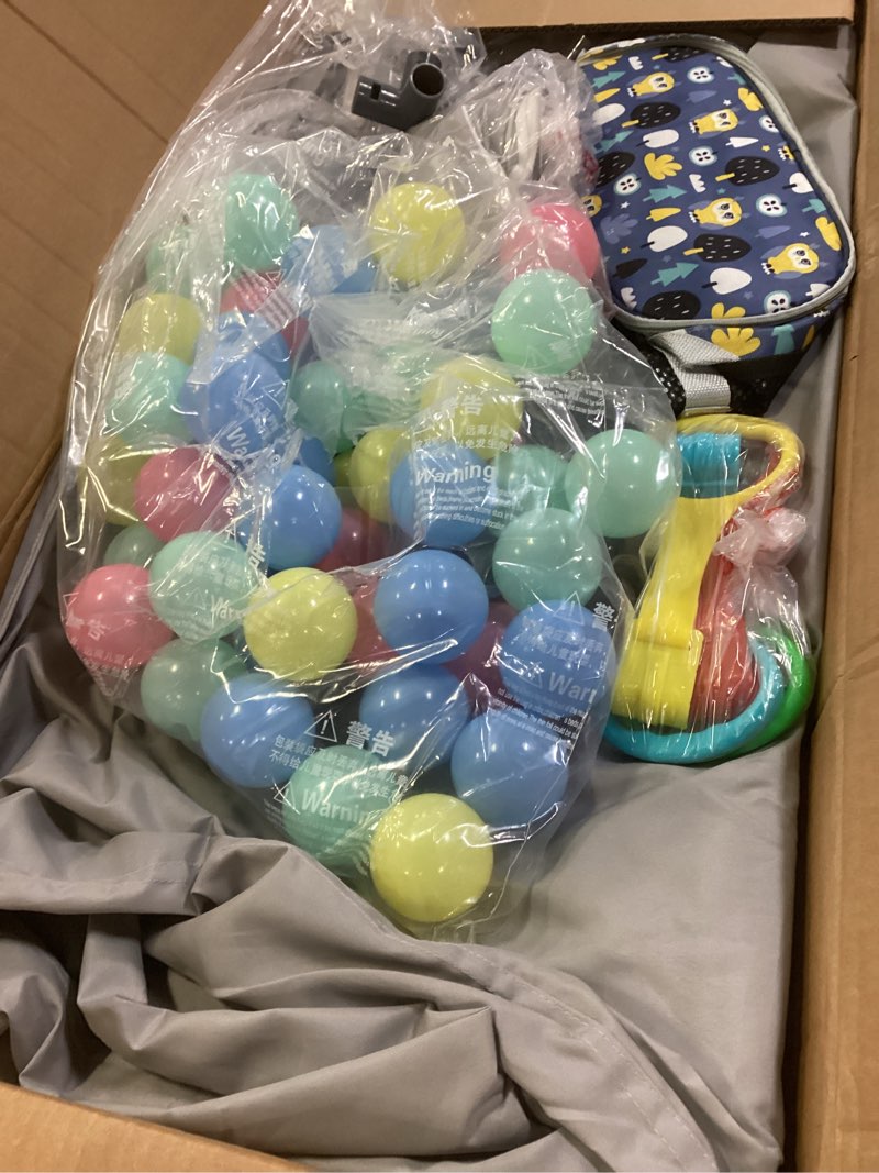 Condition photo showing Good Condition for lutikiang 79" x 71" baby playpen with upgrade mat, portable play yard for babies and toddlers, extra large baby gate playpen, play pin, fence area, includes ocean balls, pulling rings grey 79" x 71" with ldpe mat