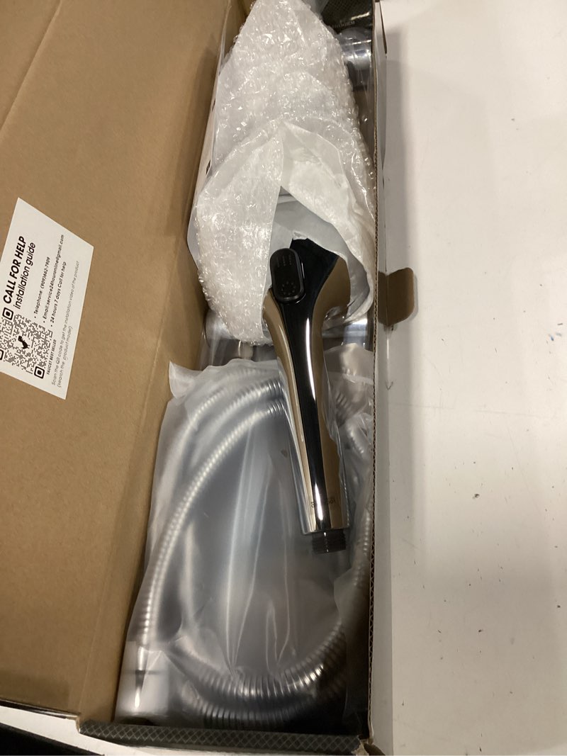 Condition photo showing Good Condition for hand shower with slide bar, high pressure 10 setting handheld shower head, adjustable height 24" slide bar, wall supply elbow and 6.6ft extra long shower hose - chrome