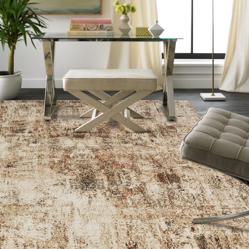 (Similar to stoctock photo) KASHAN Collection 5’ x 7’ Brown/Beige Area Rug