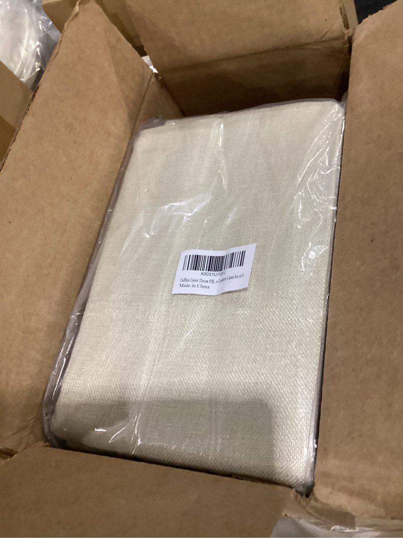 Condition photo showing Good Condition for linen throw pillow covers 18 x 18 beige decorative blank couch pillow covers for sublimation bed sofa farmhouse cushion cases set of 4 beige 18" x 18" (pack of 4)