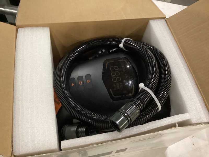 Condition photo showing New/Like New for outdoormaster shark 3 mini 74wh portable paddle board pump electric | 5'30" fast inflation, rechargeable sup air pump, auto-off & deflation, 20psi 12v/15.8v dc input, 8 nozzles for inflatables