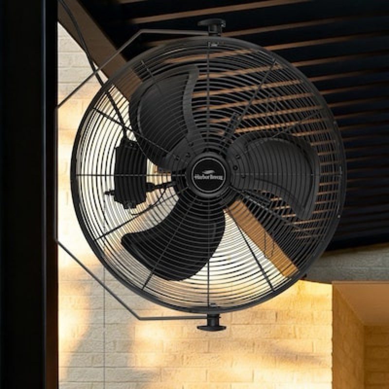 harbor breeze ridgecrest 20-in plug in indoor or outdoor black wall mounted fan