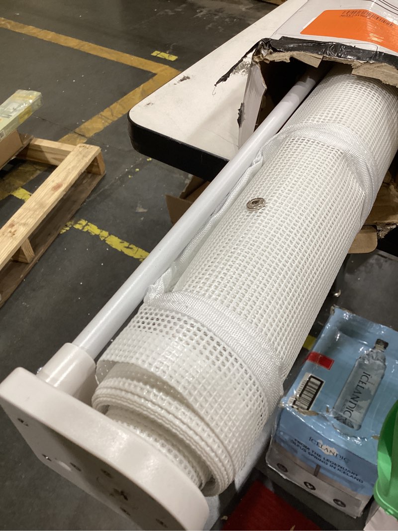 Condition photo showing Good Condition for reinforced 150” extra wide pet gate with door 33 inch tall retractable dog gates for doorways extra wide baby gates for large openings with reinforced strips 12.5ft large dog gate with cat door, white white reinforced 33" x 150"?with cat door?