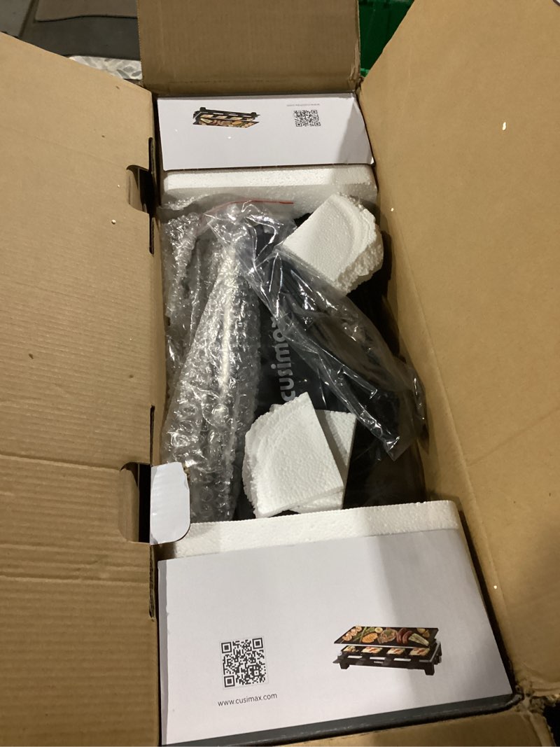 Condition photo showing Good Condition for Indoor Grill, CUSIMAX Smokeless Grill Indoor, 1500W Electric Grill Griddle Korean BBQ with LED Smart Display & Tempered Glass Lid, Non-stick Removable Grill Plate & Griddle Plate, Black Black Double Plates