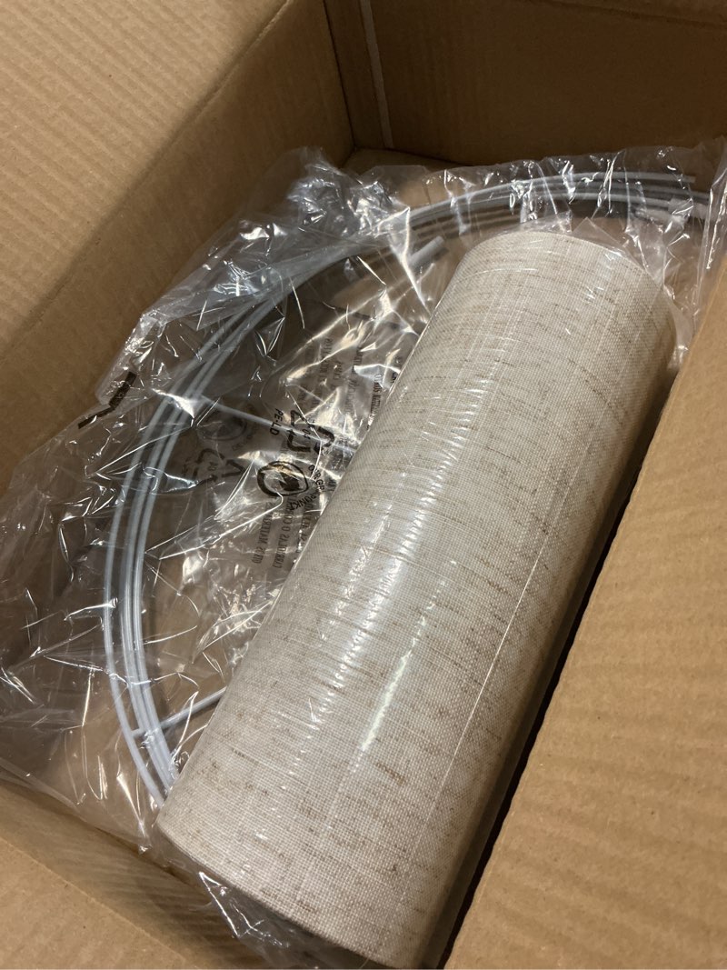 Condition photo showing New/Like New for go&so oatmeal linen lamp shades large drum linen lampshade 16" top x 16" bottom x 10" high (spider) farmhouse lampshade for table & floor lamp - lampshades replacement 16*16*10 inch-1 pack oatmeal linen