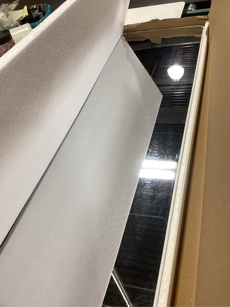 Condition photo showing Good Condition for 14"x48" Rounded Rectangle Over-The-Door Mirror - Full Length Shatterproof Glass & Aluminum Frame, Safe Rounded Corners for Bedroom, Bathroom, Entryway?White 14"x 48" Rounded Corner-white