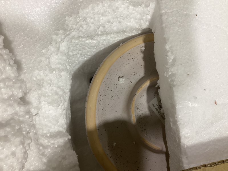 Condition photo showing As Is for bloomingville stoneware ruffled vase with reactive glaze, matte cream