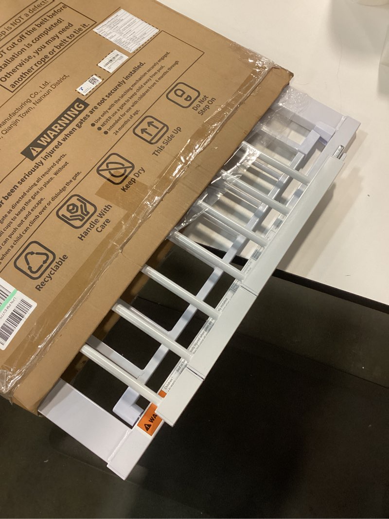 Condition photo showing Good Condition for Cumbor 29.7"–51.5" Extra Wide Baby Gate for Stairs, Pressure-Mounted Dog Gates for Doorways & Hallways, Auto-Close Walk-Through, No-Trip Design, Child Proof Safety, Dog/Pet Gate for Indoor Use, White White 29.7-51.5"W x 30.5"H