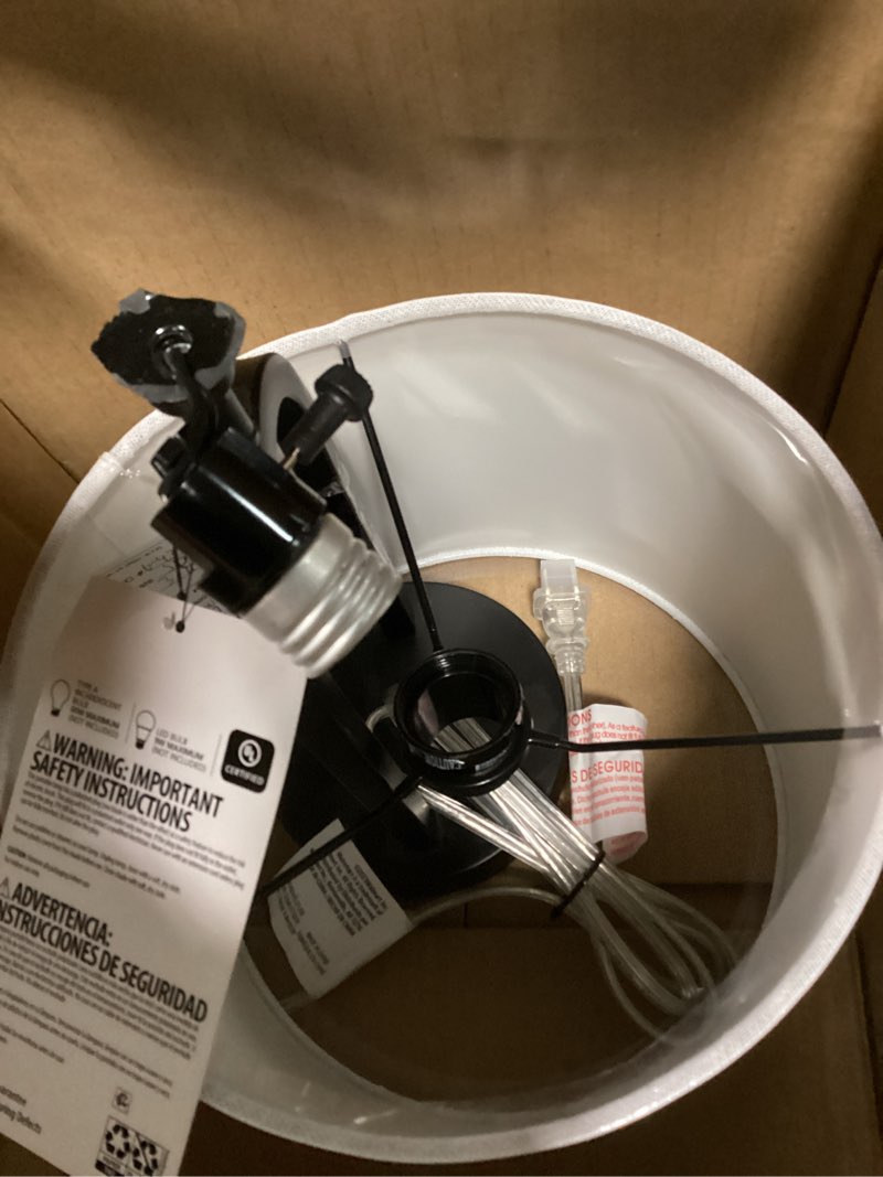 Condition photo showing Good Condition for bedside touch control table lamp with dual usb charging ports 1 ac outlet, 3 way dimmable modern nightstand lamp with white fabric shade, desk lamp for bedroom living room office with 5000k led bulb