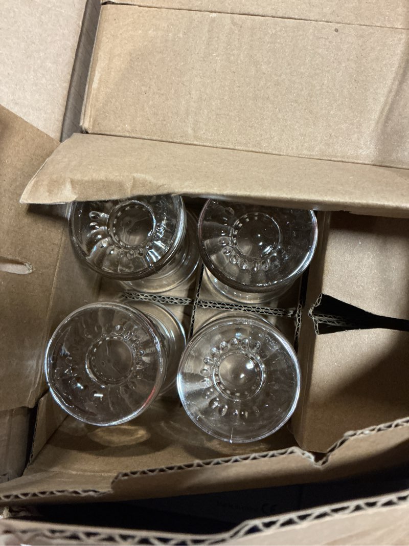 Condition photo showing As Is for 48 pcs taper candlestick holder clear glass candle holder with 10 inch white candles 8 hours burn time smokeless candles for wedding table centerpiece party decorations