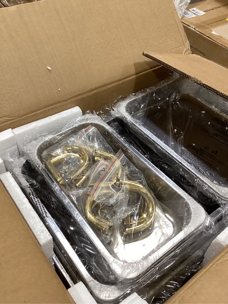 Condition photo showing Good Condition for chafing dishes for buffet 4 pack 7 pans, 9.5qt [sturdy & rolled edge] chafing dish buffet set, [mirror-like polished finish] easy to clean food warmers for parties, gathering, wedding, event, catering 2 full size,2 half size,3 1/3 size