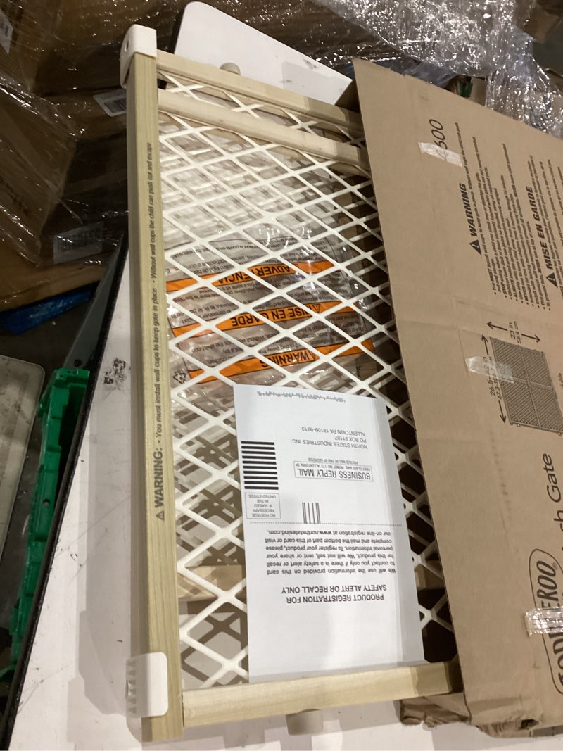 Condition photo showing Good Condition for toddleroo by north states - diamond mesh wooden baby gate: pressure mounted baby gate for doorways - adjustable 26.5 to 42 inches wide - 23 inches tall