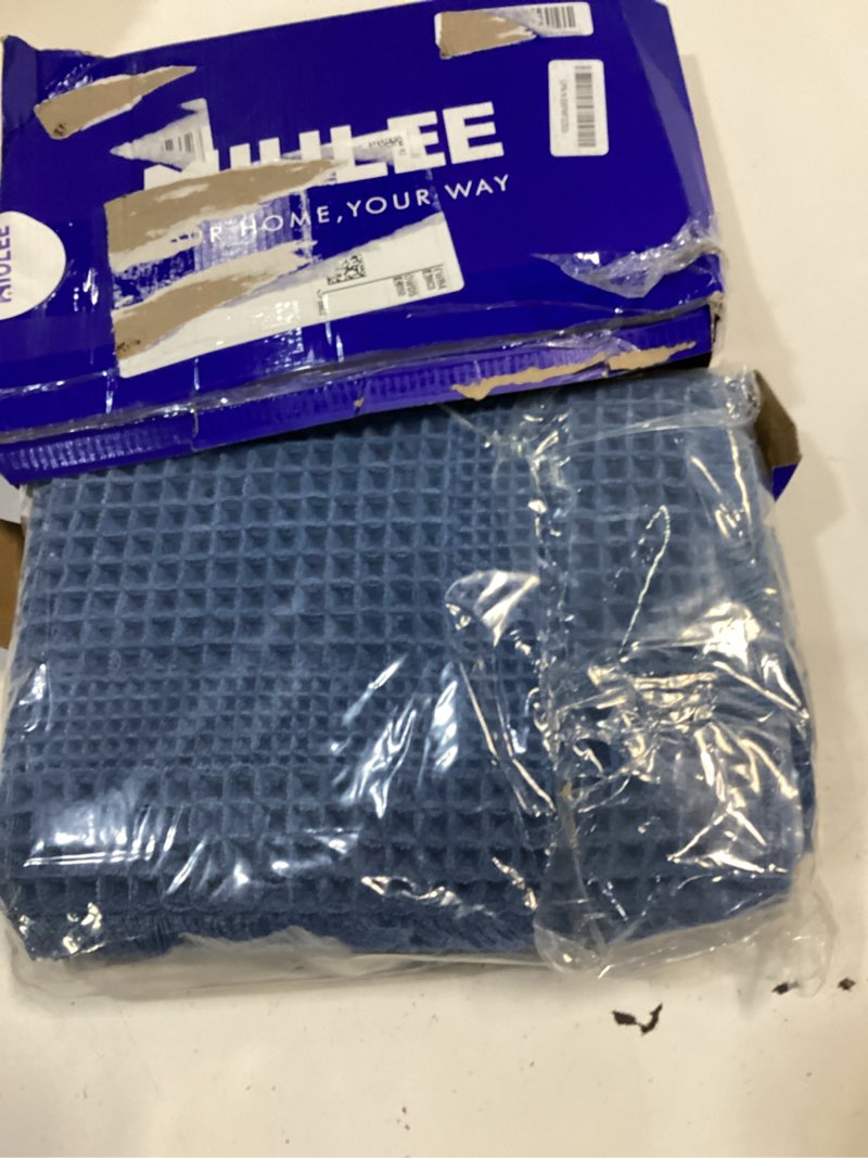 Condition photo showing Good Condition for miulee set of 2 waffle bathroom rugs, boho bath rug super absorbent, non slip washable ultra soft rubber backed shower bath mats for floor, tub, shower, looped design, blue, 17x24 inch