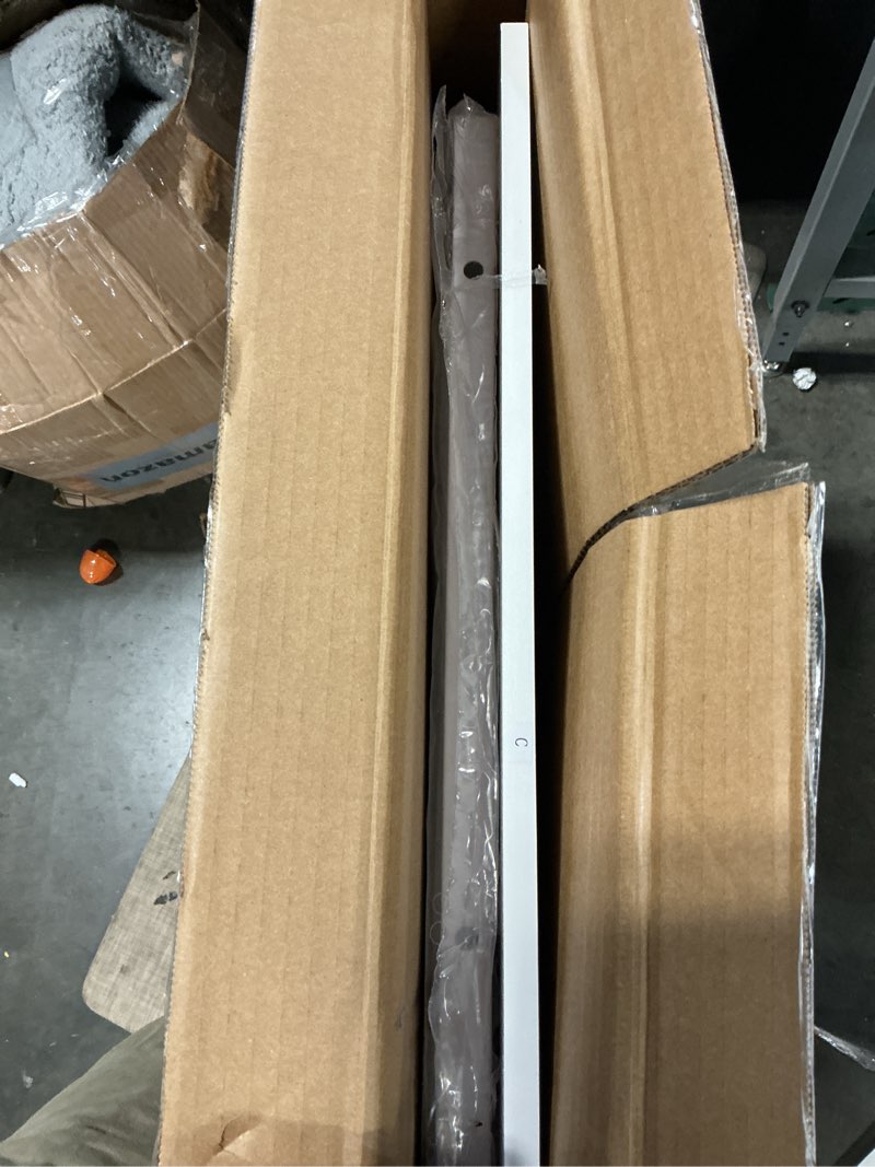 Condition photo showing As Is for computer desk 32 inch, simple home office desk study writing table, sturdy metal frame, scratch-resistant mdf desktop for bedroom dorm workspace small space, white white 32 inch