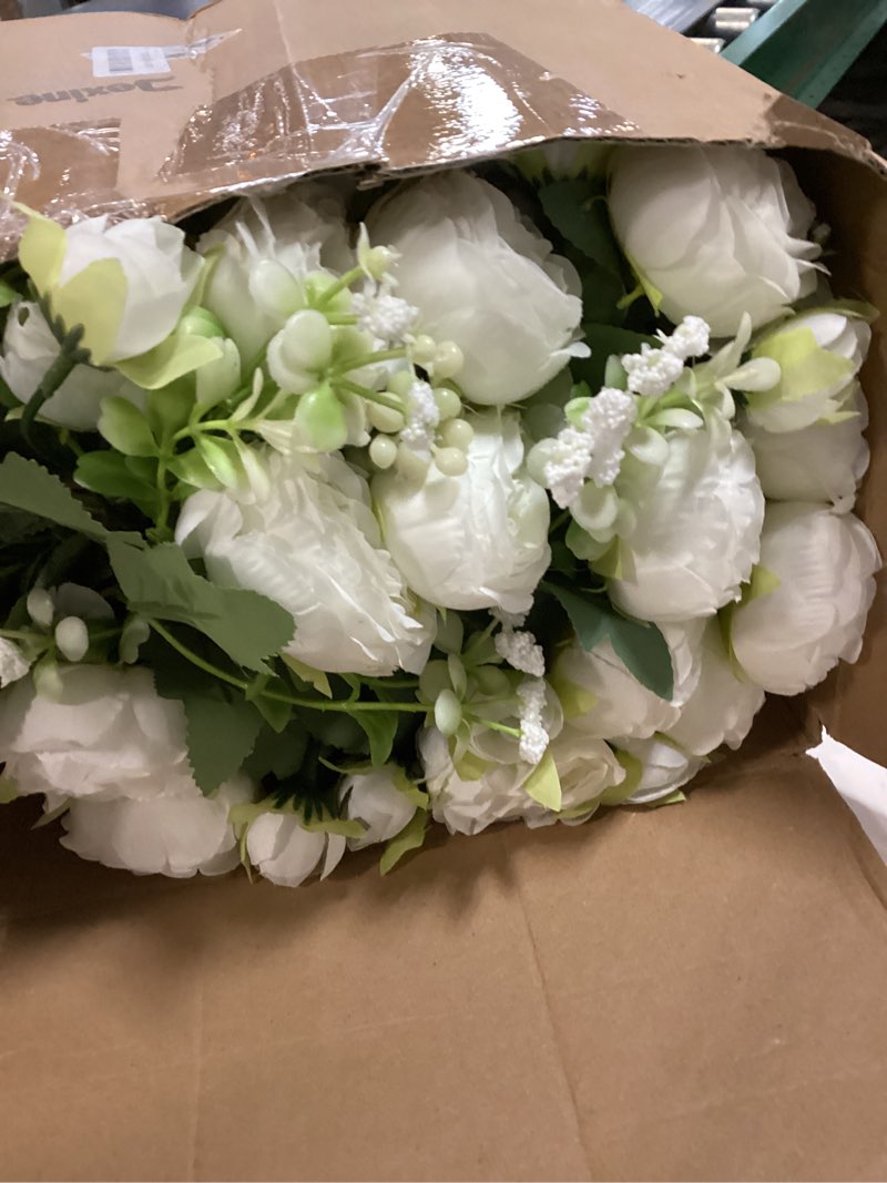 Condition photo showing New/Like New for jexine artificial peonies flowers bouquet silk faux peony fake peonies artificial flowers bouquets for vase floral arrangements wedding home table decoration(white, champagne,24 bundles) white, champagne 24