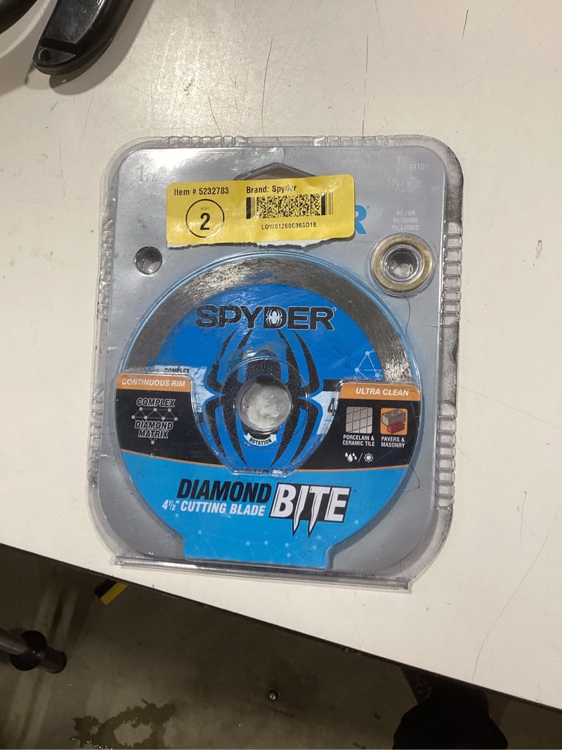 Condition photo showing New/Like New for Spyder Diamond Bite 4-1/2-in Wet/Dry Continuous Rim Diamond Saw Blade