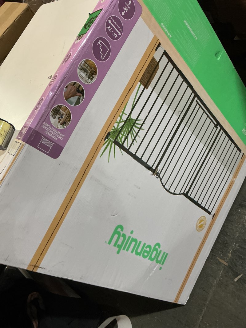 Condition photo showing As Is for Summer Infant Metal Expansion Extra Wide Safety Pet and Baby Gate, 44"-71" Wide, 36” Tall, Hardware Mounted for Dog and Child Safety, Fits Large Opening or Doorway, Auto Close Walk Thru Door - Bronze