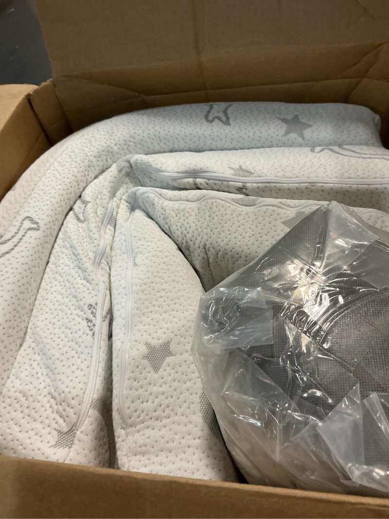 Condition photo showing As Is for Trifold Pack and Play Mattress 38"x26", Pack N Play Mattresses with Dual Sided Soft & Firm Memory Foam Foldable Portable Crib Baby Mattress with Washable Cover and Carry Bag 38"*26"*3"