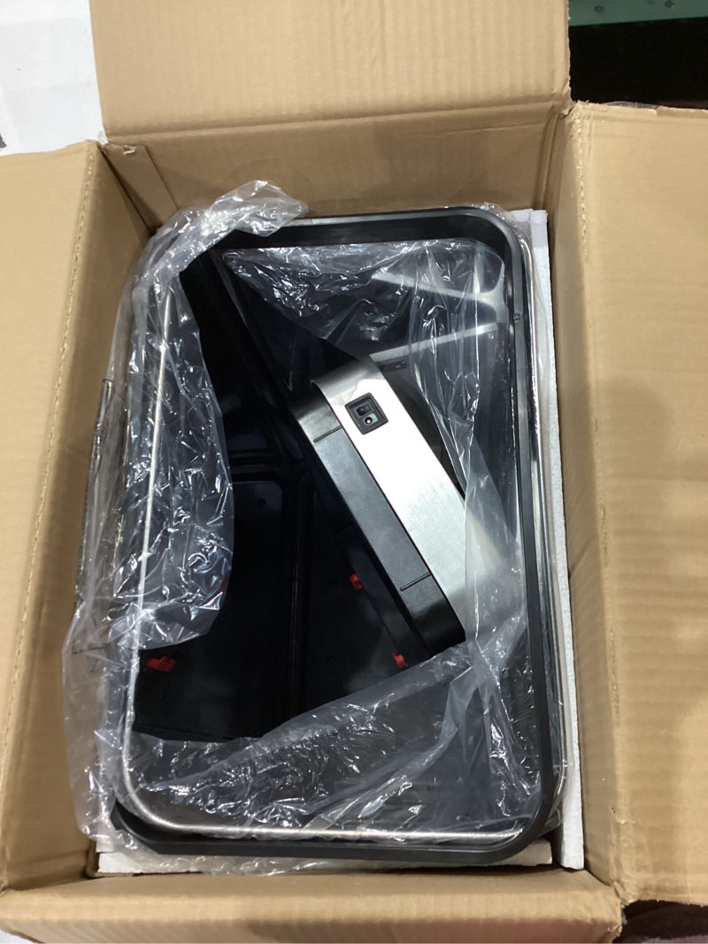 Condition photo showing Good Condition for iTouchless 50 Liter / 13 Gallon Wings-Open Lid Sensor Kitchen Trash Can with Odor Filter – Dog-Proof Slim Automatic Stainless Steel Garbage Recycling Bin for Home, Office, Bedroom, Business or Garage 13 Gallon Wings Open