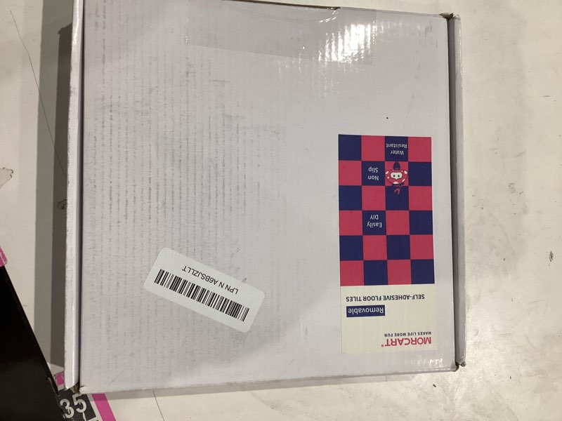 Condition photo showing Good Condition for MORCART Peel and Stick Floor Tile, Vinyl Flooring Waterproof, DIY Flooring for Bathroom, Kitchen, Fireplace, Pet House, Stairs, Bedrooms, Wall (40PCS,7.87" x 7.87",Black) 7.87" x 7.87" Black 40