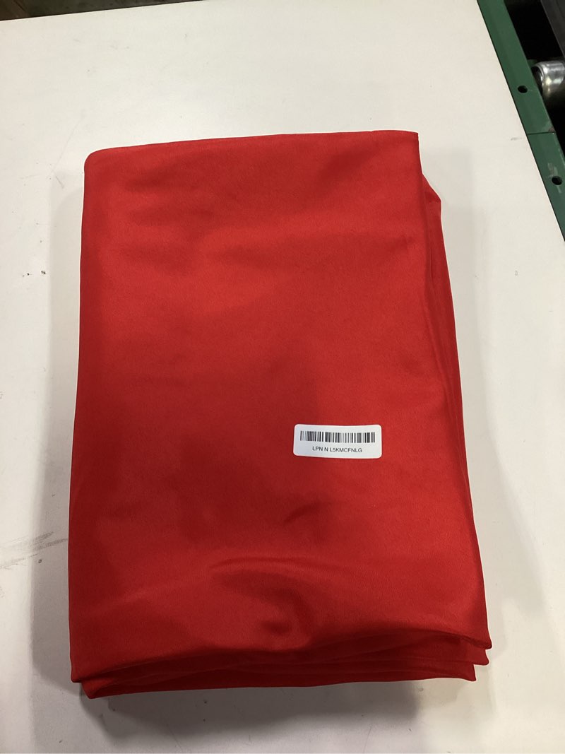 Condition photo showing Good Condition for Round Tablecloth, 132 Inch, Stain Resistant and Wrinkle Polyester Table Cloth, Fabric Table Cover for Kitchen Dining, Wedding, Party, Holiday Dinner-Red